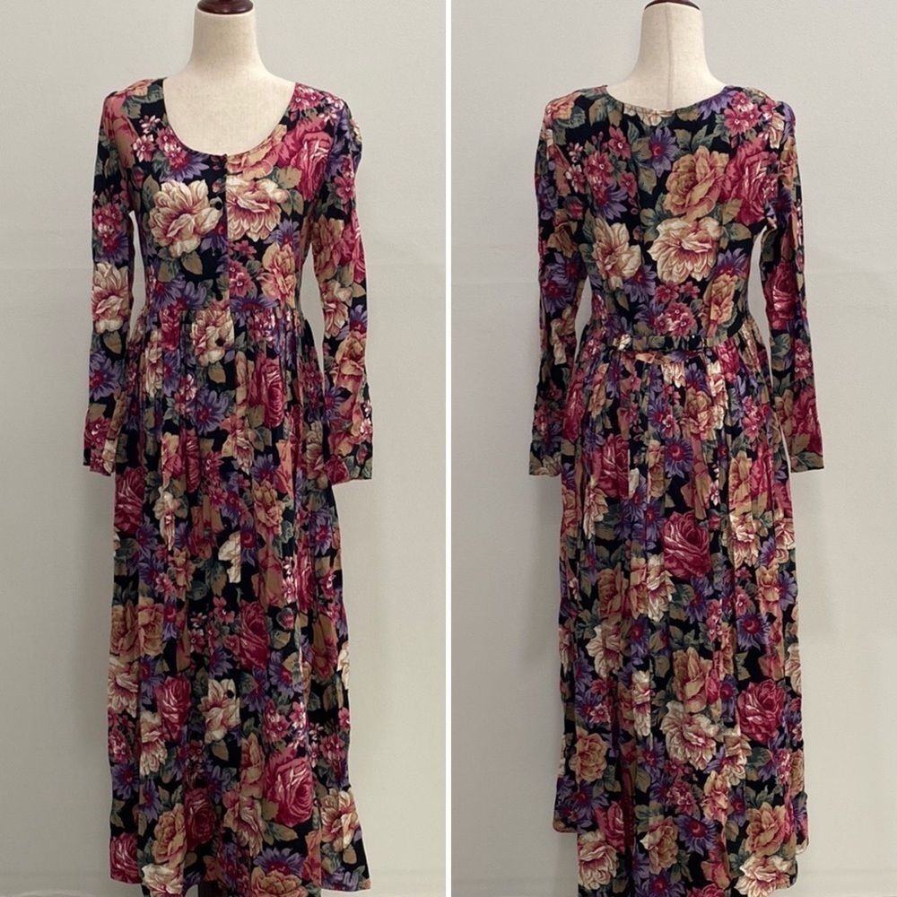 Vintage Cottagecore Floral Fit & flare Dress The Palm Tree **Rare** Smal